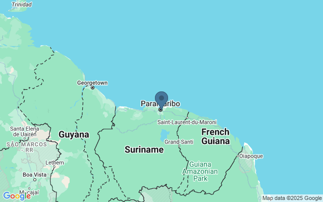 Kaart met locatie Historische binnenstad van Paramaribo